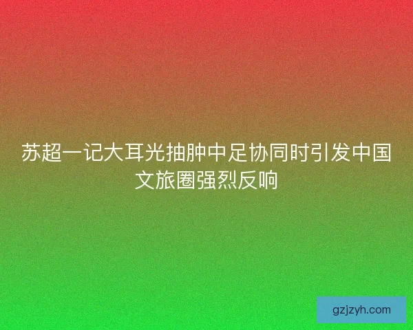 苏超一记大耳光抽肿中足协同时引发中国文旅圈强烈反响