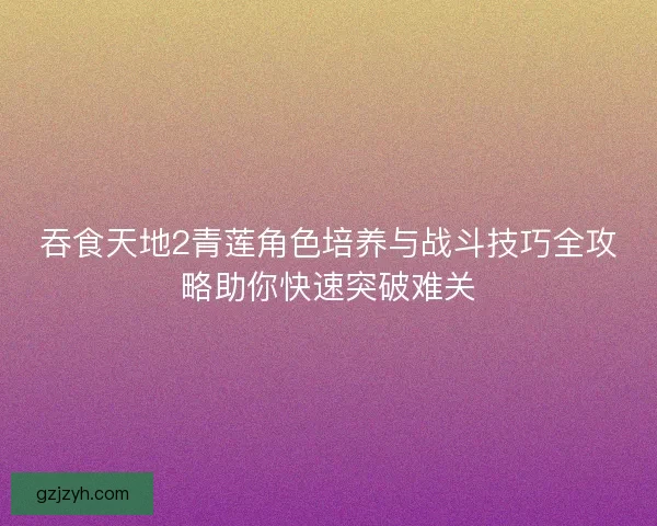 吞食天地2青莲角色培养与战斗技巧全攻略助你快速突破难关