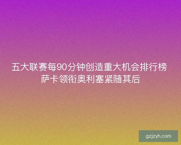 五大联赛每90分钟创造重大机会排行榜 萨卡领衔奥利塞紧随其后