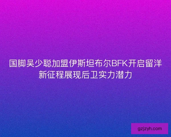 国脚吴少聪加盟伊斯坦布尔BFK开启留洋新征程展现后卫实力潜力