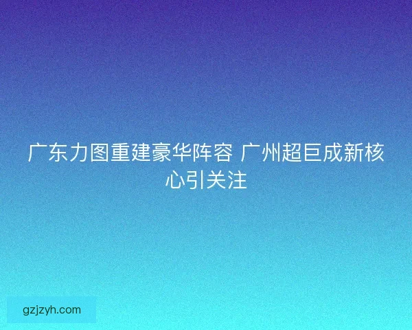 广东力图重建豪华阵容 广州超巨成新核心引关注